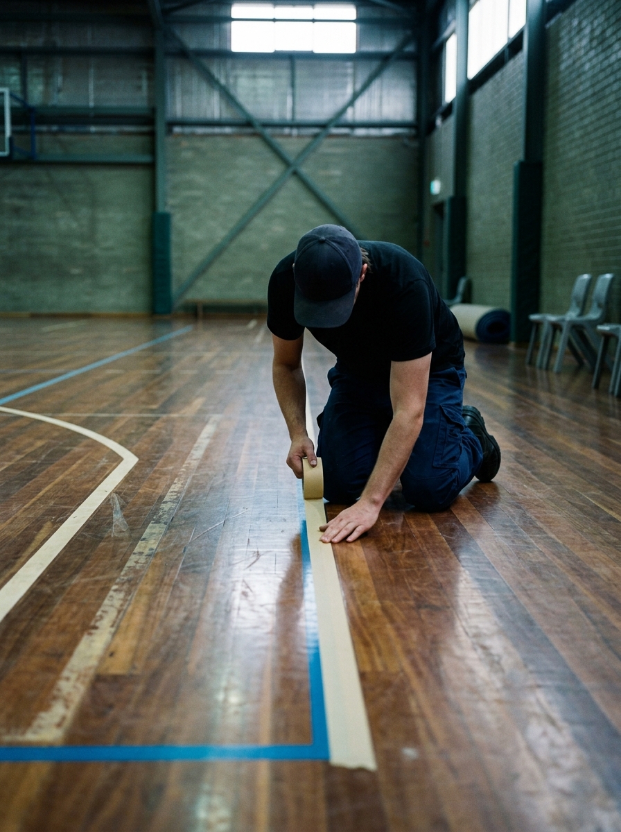 Before: faded, overlapping court lines
