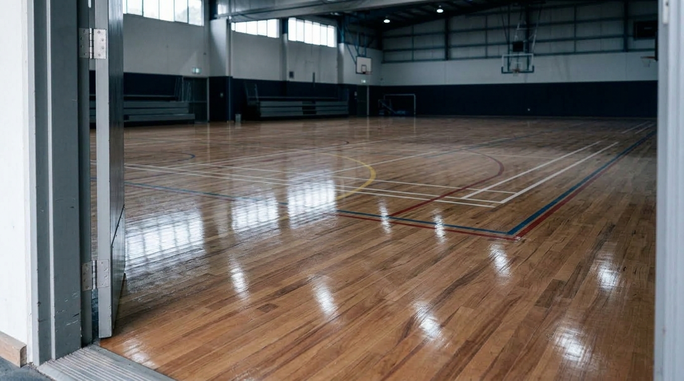 After: same floor cleaned back to clear gloss